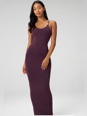 Fabletics Strappy Seamless Maxi Dress Small Oxblood Burgundy Bodycon Minimal